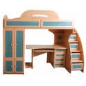 Детская кровать-чердак Злата со столом и шкафом
