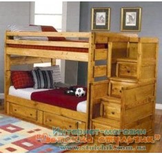 Детская кровать Саванна с лестницей-комодом и выдвижными ящиками
